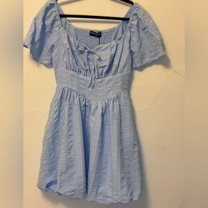 NWT Scarlet Darkness Sky Blue Textured Short Medieval Style Bubble Dress Medium